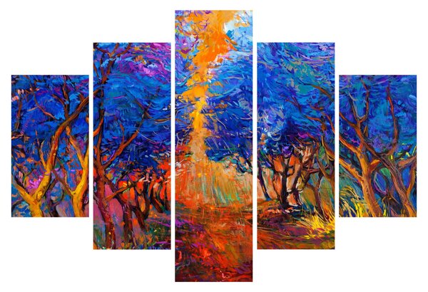 Tablou - Coroane de copac de toamnă, impresionism modern (150x105 cm)