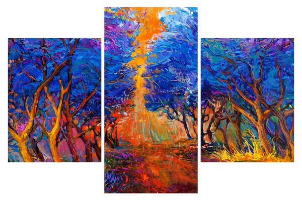Tablou - Coroane de copac de toamnă, impresionism modern (90x60 cm)