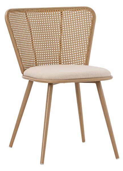 Scaun Bucatarie/Dining Damys Ratan Sintetic ,Sezut Textil Bej