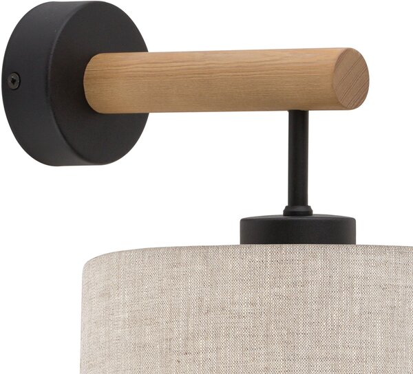 TK Lighting Eco lampă de perete 1x15 W negru-gri-lemn-bej 5776