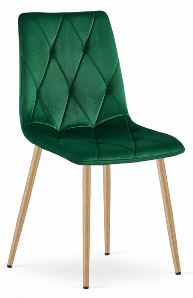 Scaun Bucatarie/Dining Fido Picioare Finisaj Lemn, Catifea Verde