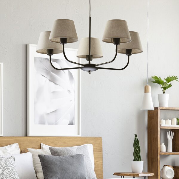 TK Lighting Chicago lampă suspendată 5x60 W negru 3989