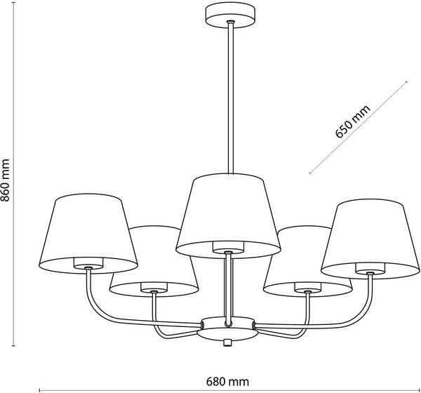 TK Lighting Chicago lampă suspendată 5x60 W negru 3989