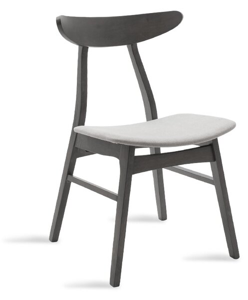 Scaun Bucatarie/Dining Orchid Lemn De Cauciuc Finisaj Gri Antracit Sezut Tapitat
