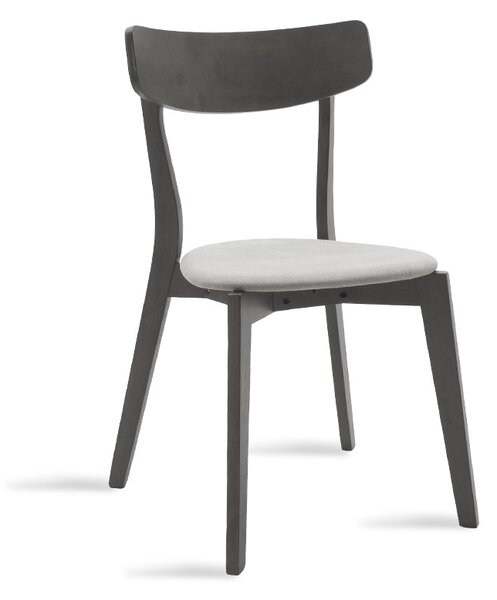 Scaun Bucatarie/Dining Torkan Lemn De Cauciuc Finisaj Gri Antracit Sezut Tapiterie Textila Gri