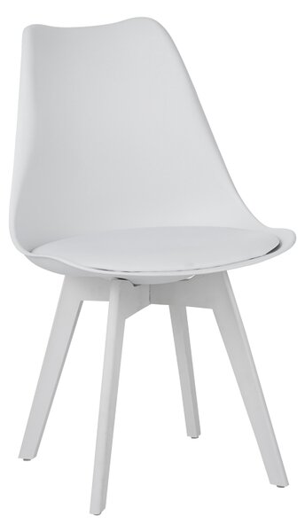 Scaun Bucatarie/Dining Viko Alb Sezut Tapitat Piele Ecologica, Picioare Albe