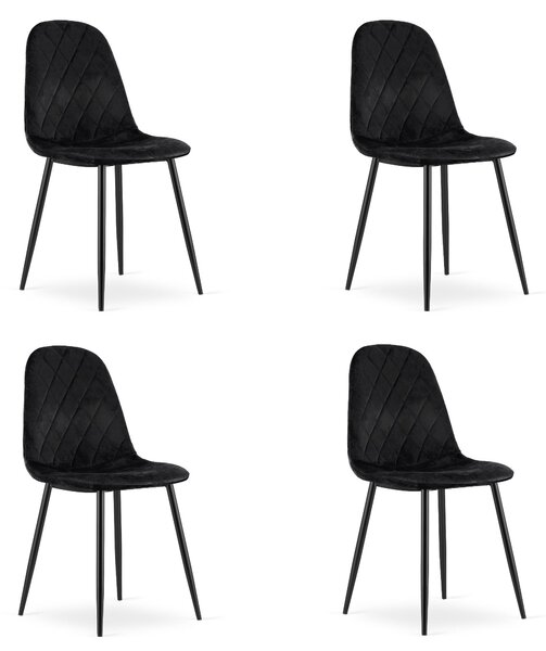 Set 4 Scaune Bucatarie/Dining Askora Catifea Negru