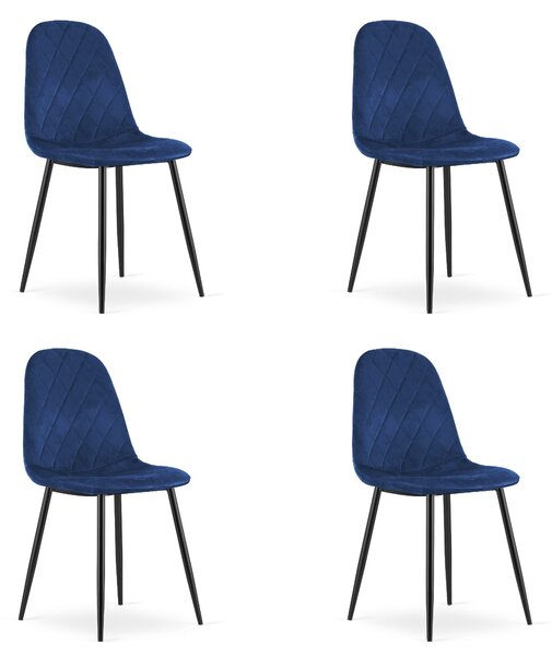 Set 4 Scaune Bucatarie/Dining Askora Catifea Albastra