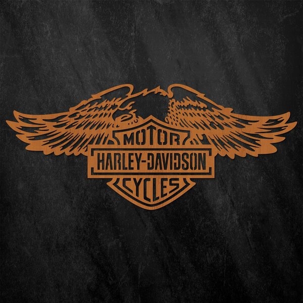 DUBLEZ | Tablou din lemn - Sigla Harley Davidson | Tablou de perete