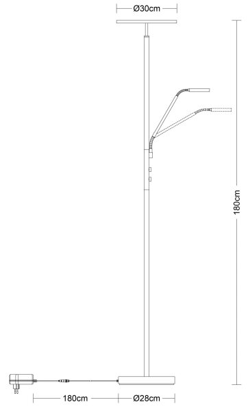Globo 59093S - Lampă de podea LED cu reglare a intensității STANFORD 28W/230V + 5W 3000K, neagră