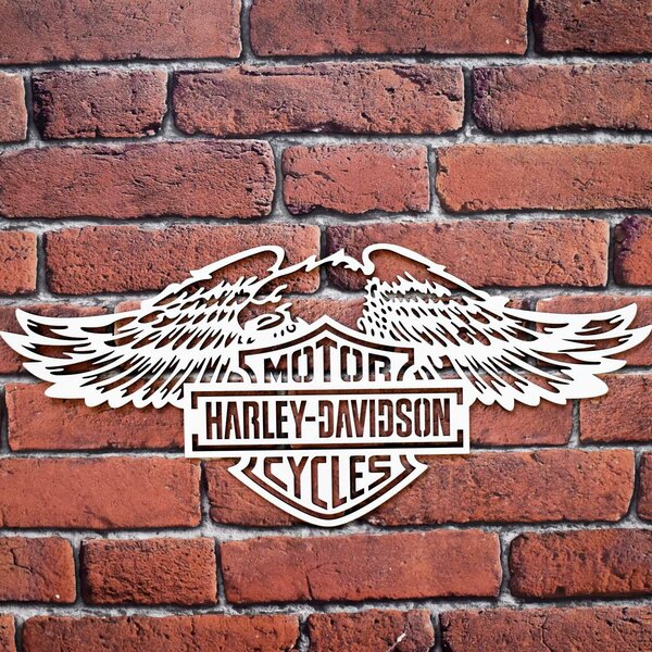 DUBLEZ | Tablou din lemn - Sigla Harley Davidson | Tablou de perete