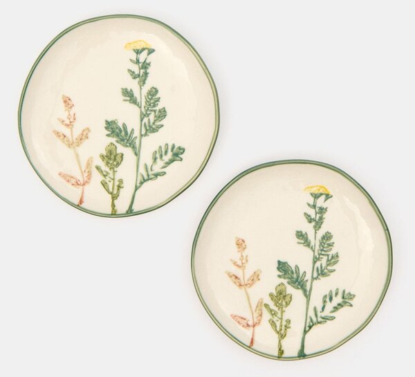 Sinsay - Farfurii ceramice cu motiv vegetal 2 pack - multicolor