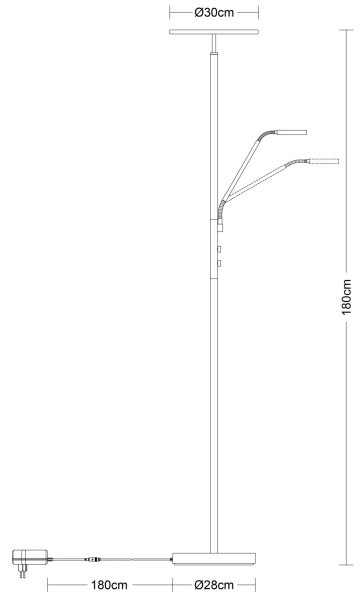 Globo 59093N - Lampă de podea cu LED dimabilă STANFORD 28W/230V + 5W 3000K crom lucios