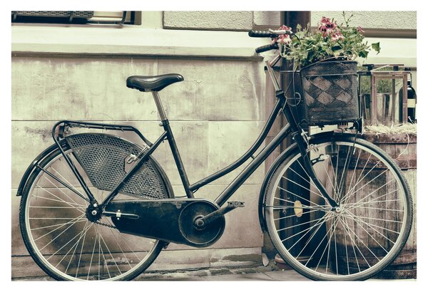 Tablou - Bicicleta de epocă cu flori (90x60 cm)