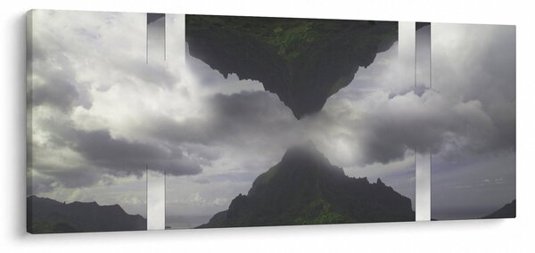Tablou - Munții din Islanda, colaj geometric (120x50 cm)