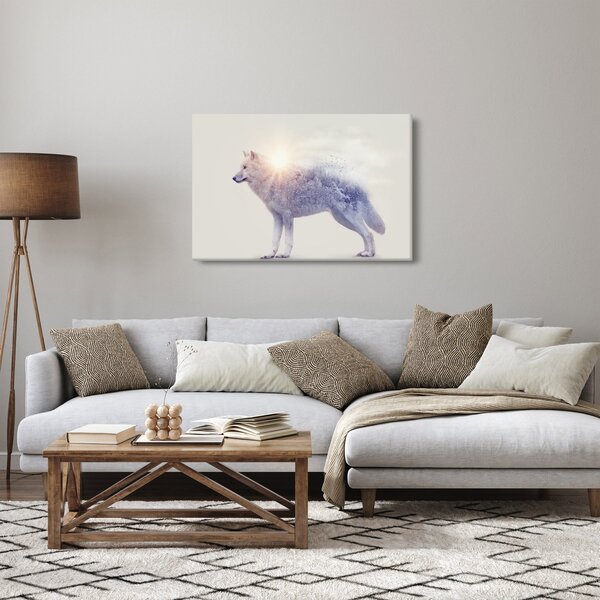 Tablou - Lupul arctic oglindit în peisaj sălbatic (90x60 cm)