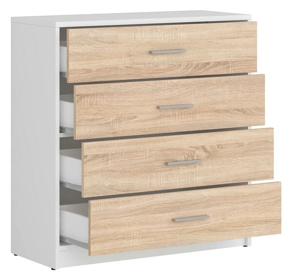 Comoda NEPO PLUS, stejar sonoma/alb, PAL, 80x34x84 cm
