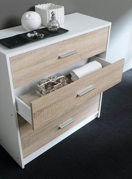 Comoda NEPO PLUS, stejar sonoma/alb, PAL, 80x34x84 cm