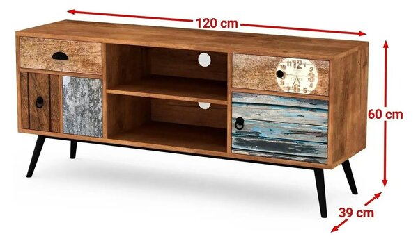 Comoda TV MEZO, multicolor, PAL/otel, 120x39x60 cm