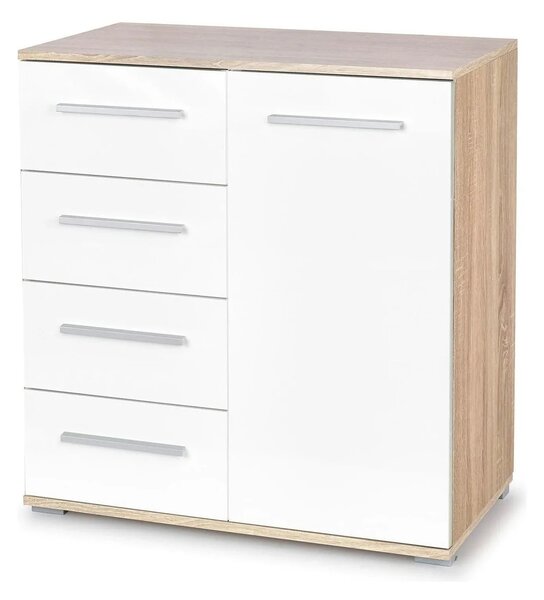 Comoda LIMA KM2, alb/stejar sonoma, PAL, 77x40x82 cm