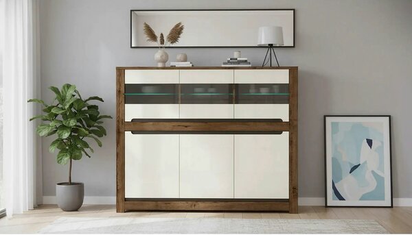 Comoda RUSO KOM3W3D, nuc/bej, PAL, 149x46x121 cm