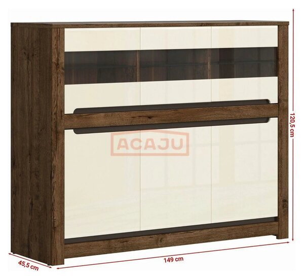 Comoda RUSO KOM3W3D, nuc/bej, PAL, 149x46x121 cm