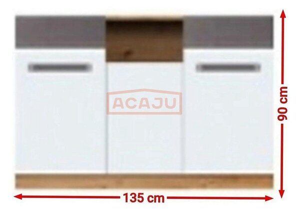 Comoda Martin, gri/alb, PAL, 135x90x43 cm
