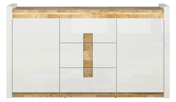 Comoda ALAMEDA, alb/stejar, PAL, 172x41x97 cm