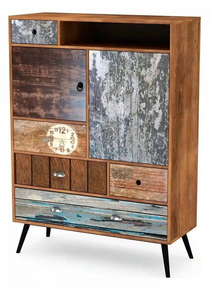Comoda MEZO KM4, multicolor, PAL/otel, 100x29x140 cm