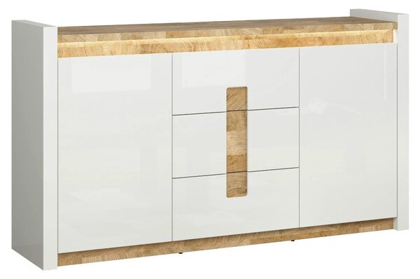 Comoda ALAMEDA, alb/stejar, PAL, 172x41x97 cm