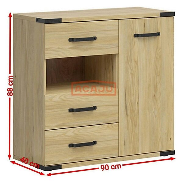 Comoda Lara, stejar, PAL, 90x40x88 cm