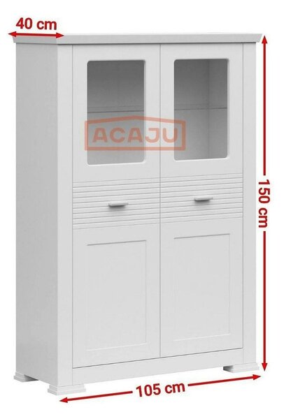 Comoda AGNES, alb, PAL laminat, 150x39x104 cm