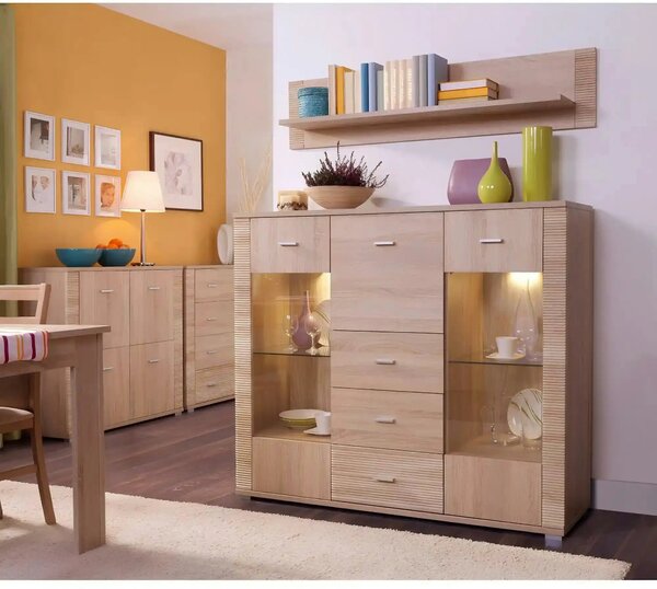 Comoda GRAND tip 8, stejar sonoma, PAL, 140x39x118 cm