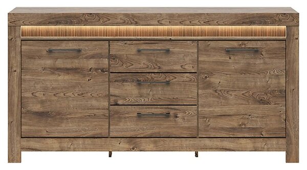 Comoda TORIN, stejar, PAL laminat, cu iluminare LED, 180x45x83 cm
