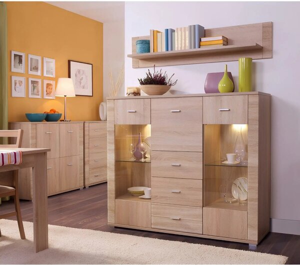 Comoda GRAND tip 10, stejar sonoma, PAL, 93x39x96 cm