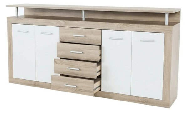 Comoda JUNO - JACHIM NEW, stejar sonoma/alb, PAL, 195x37x97 cm