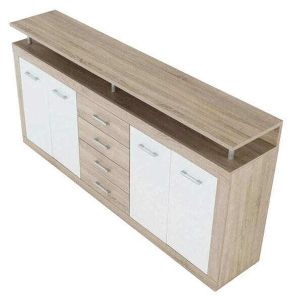 Comoda JUNO - JACHIM NEW, stejar sonoma/alb, PAL, 195x37x97 cm