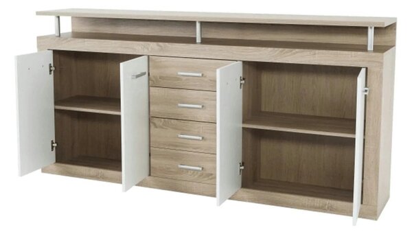 Comoda JUNO - JACHIM NEW, stejar sonoma/alb, PAL, 195x37x97 cm