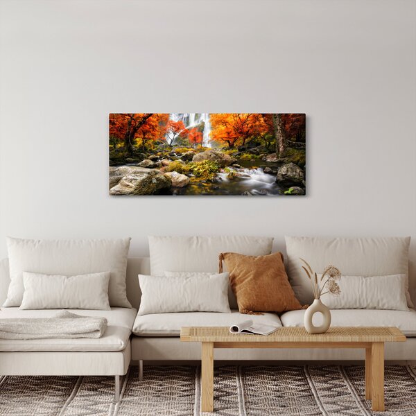 Tablou - Cascade în pădurea portocalie (120x50 cm)