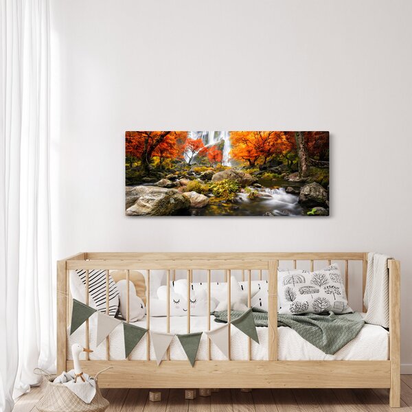 Tablou - Cascade în pădurea portocalie (120x50 cm)