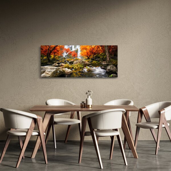Tablou - Cascade în pădurea portocalie (120x50 cm)