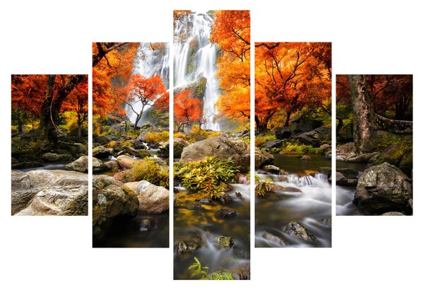 Tablou - Cascade în pădurea portocalie (150x105 cm)