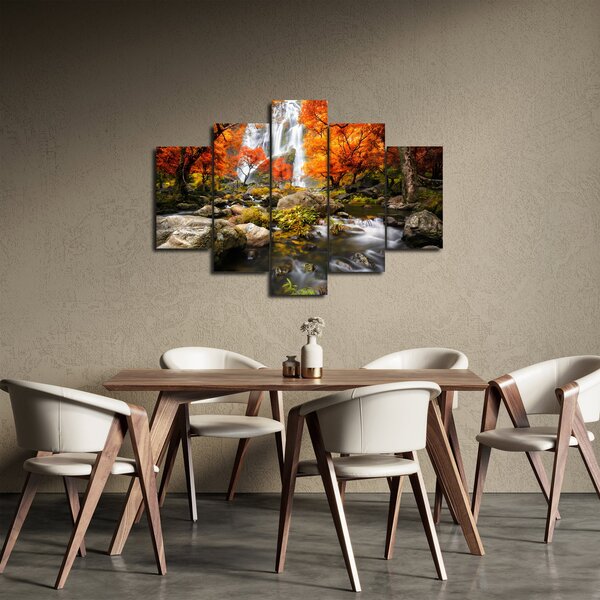 Tablou - Cascade în pădurea portocalie (150x105 cm)