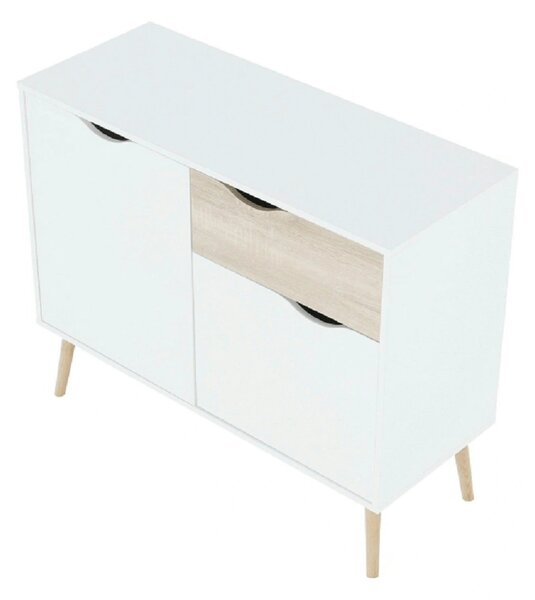 Comoda OSLO 75387, alb, stejar sonoma, PAL melaminat, 98x39x81 cm
