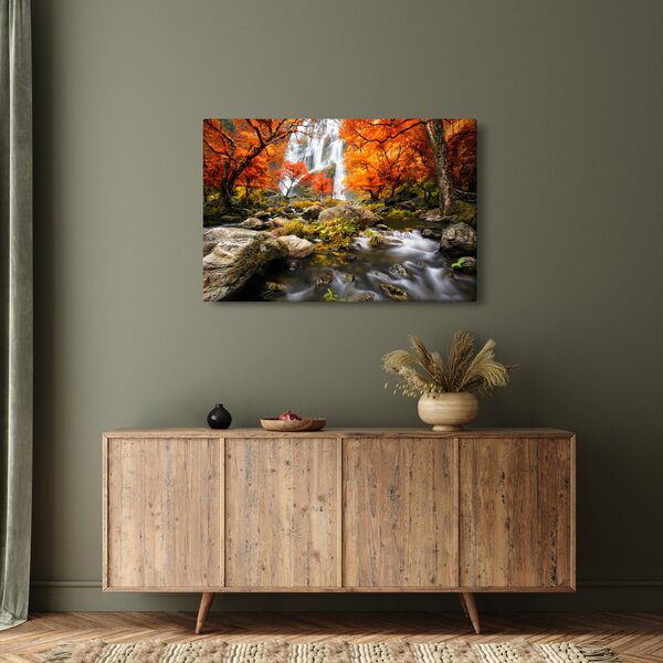 Tablou - Cascade în pădurea portocalie (90x60 cm)