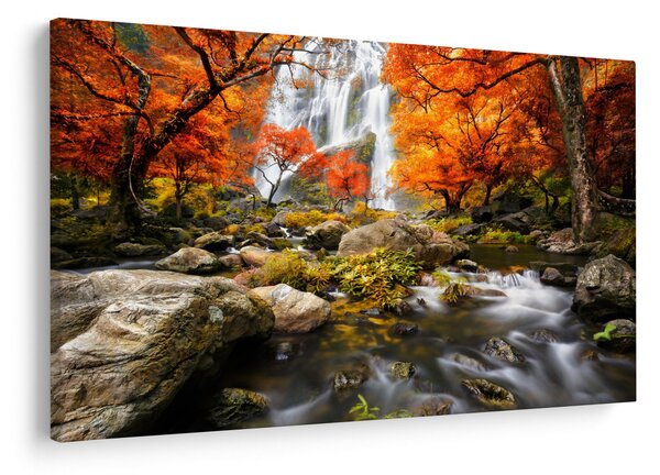 Tablou - Cascade în pădurea portocalie (90x60 cm)