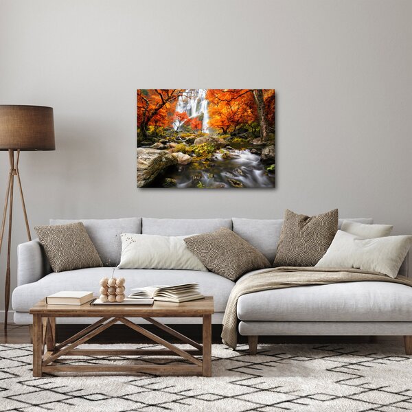Tablou - Cascade în pădurea portocalie (70x50 cm)