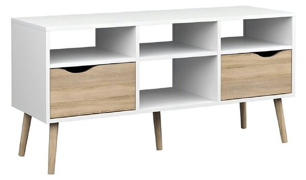 Comoda TV OSLO 75391, stejar sonoma/alb, PAL melaminat, 117x39x57 cm