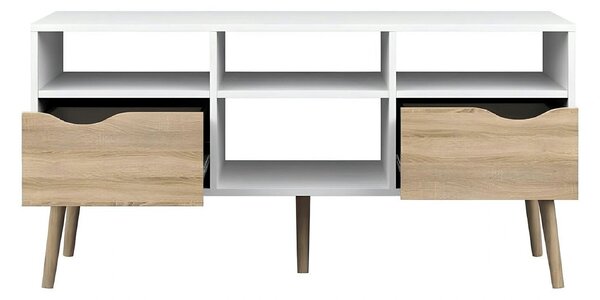 Comoda TV OSLO 75391, stejar sonoma/alb, PAL melaminat, 117x39x57 cm