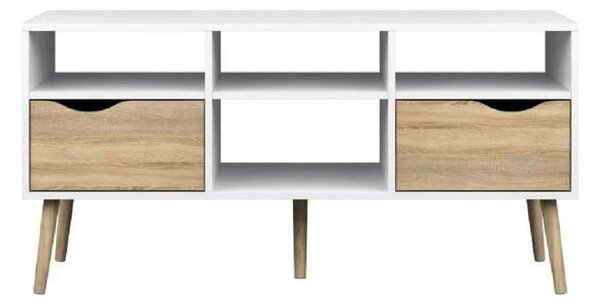 Comoda TV OSLO 75391, stejar sonoma/alb, PAL melaminat, 117x39x57 cm